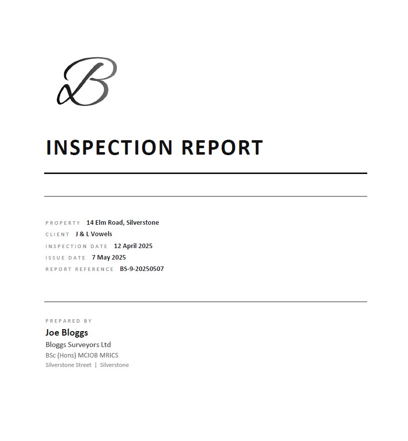 Inspection report cover page showing project details and summary
